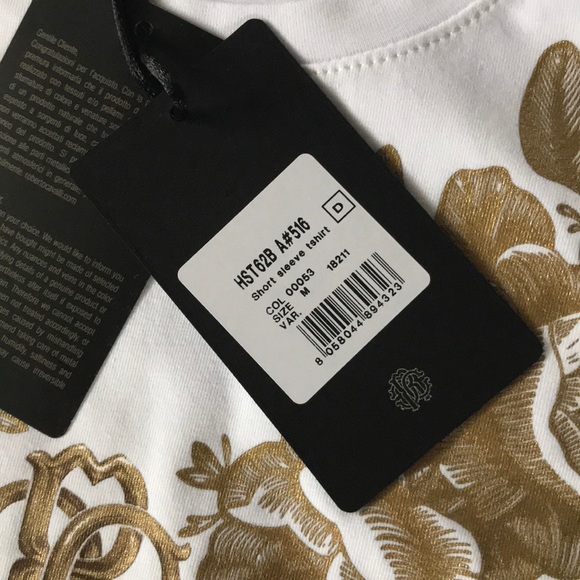 Roberto Cavalli Gold Angel Wing Logo Tee Shirt Sizes  M,L,XL NWT - Picture 5 of 9